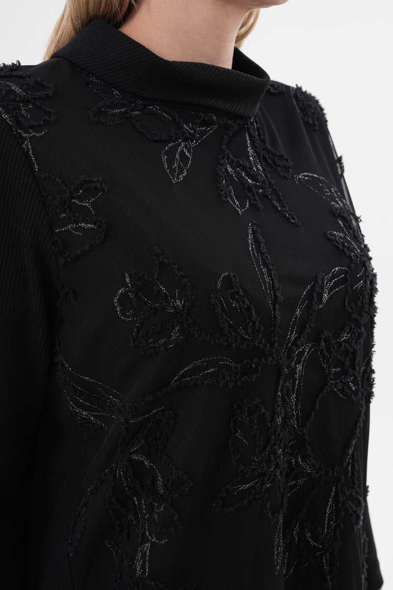 DL Lace Dtld Long Tunic Black