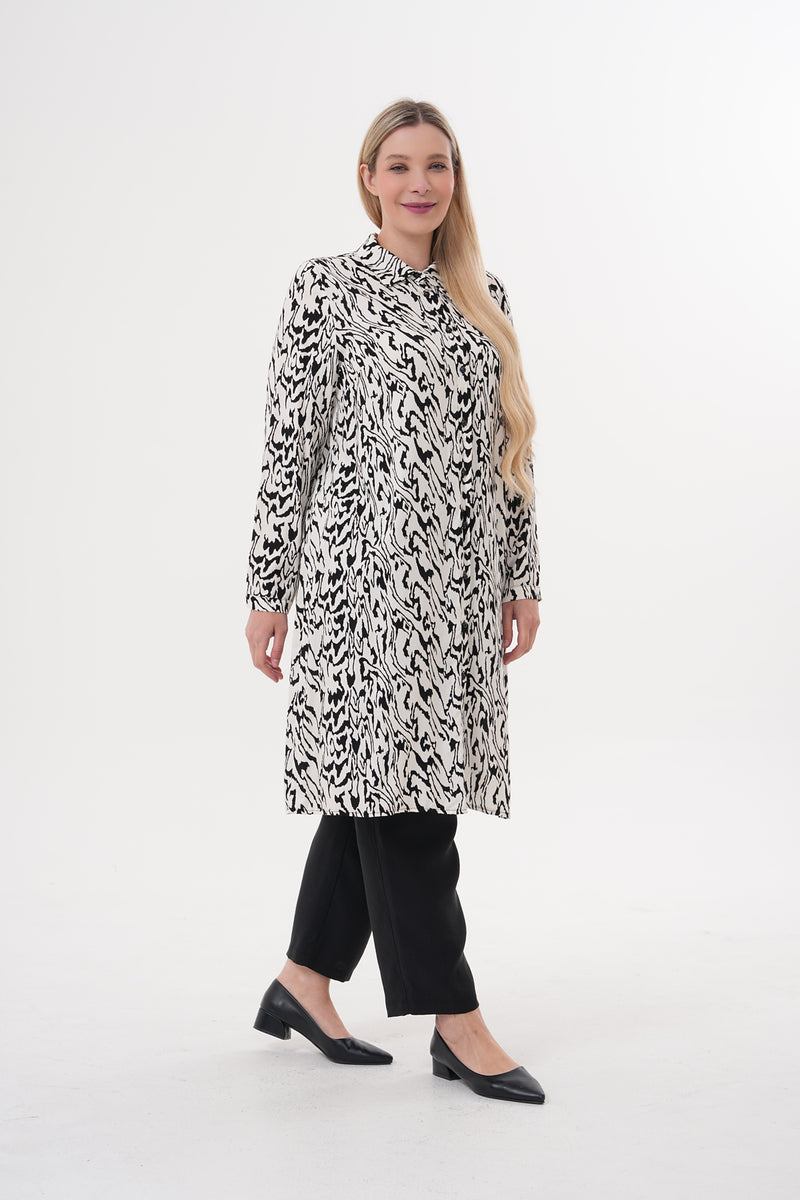 DL Viscone Printed Tunic Ecru