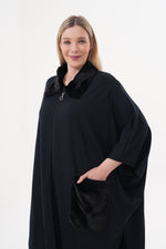 DL Fur Collar Pancho Black