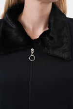 DL Fur Collar Pancho Black