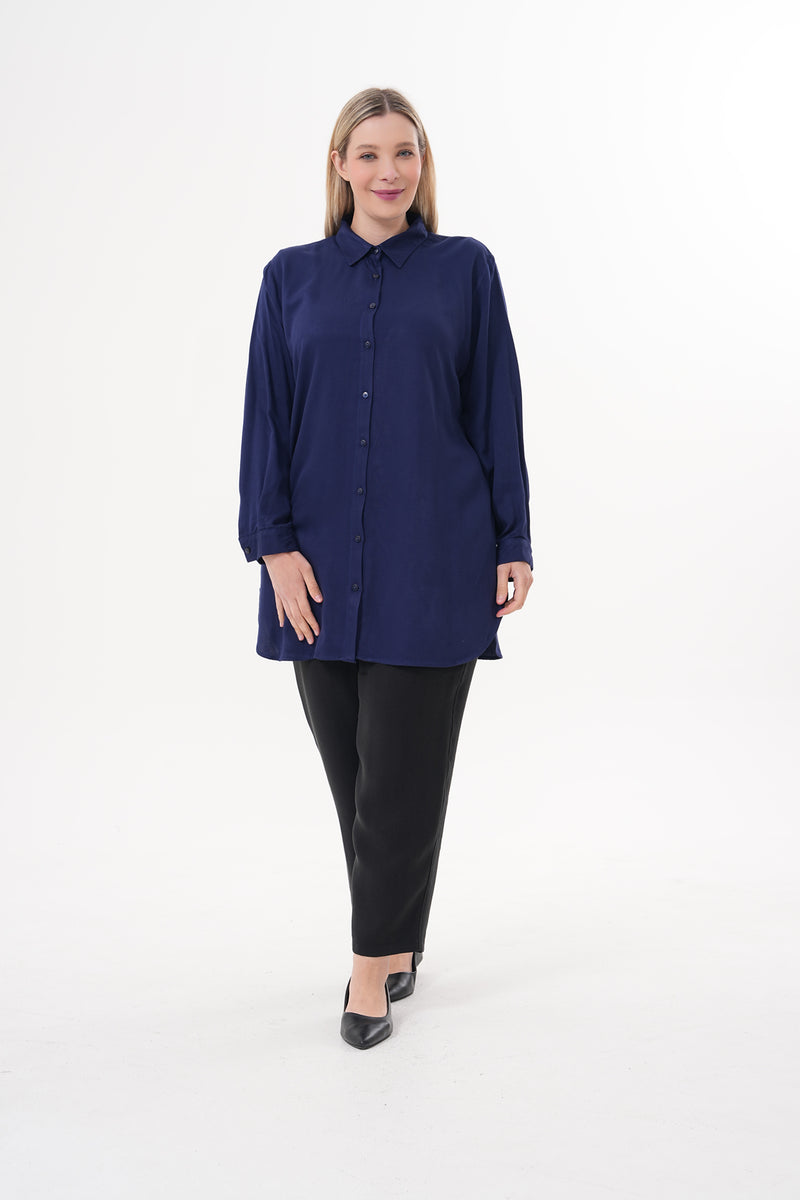 ENS Collins Cotton Shirt Navy Blue