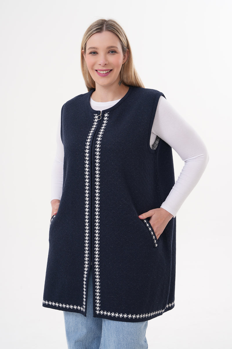 DT Meliha Knitted Vest Navy Blue