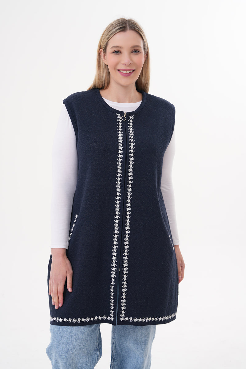 DT Meliha Knitted Vest Navy Blue