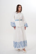 WM Rebeca Skirt Set Ecru&Blue