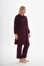 SR Cotton Hoodied Set Burgundy