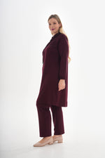 SR Cotton Hoodied Set Burgundy