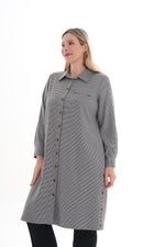 SR Side Button Long Shirt Blue