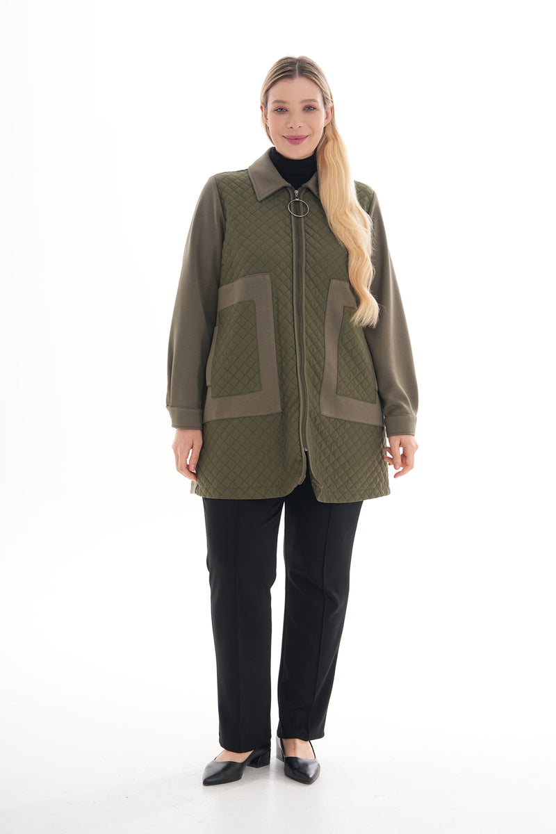 F&G Quiled Detailed Cape Khaki