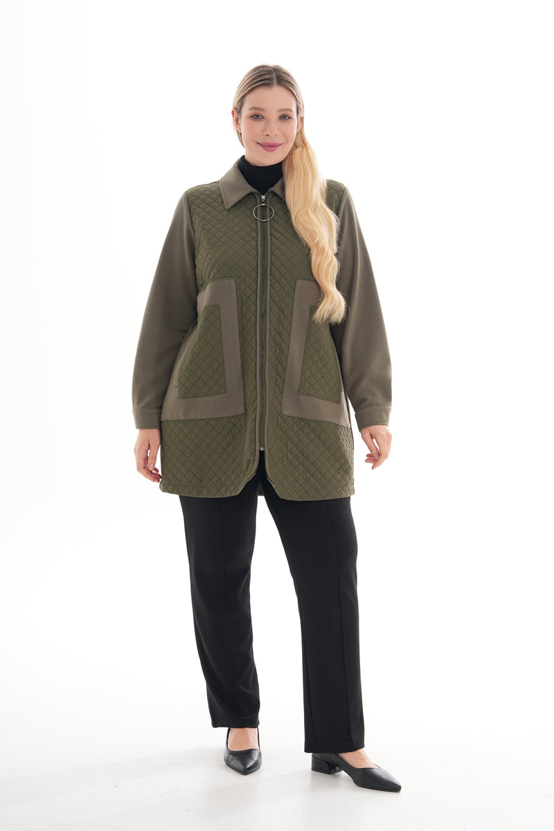 F&G Quiled Detailed Cape Khaki