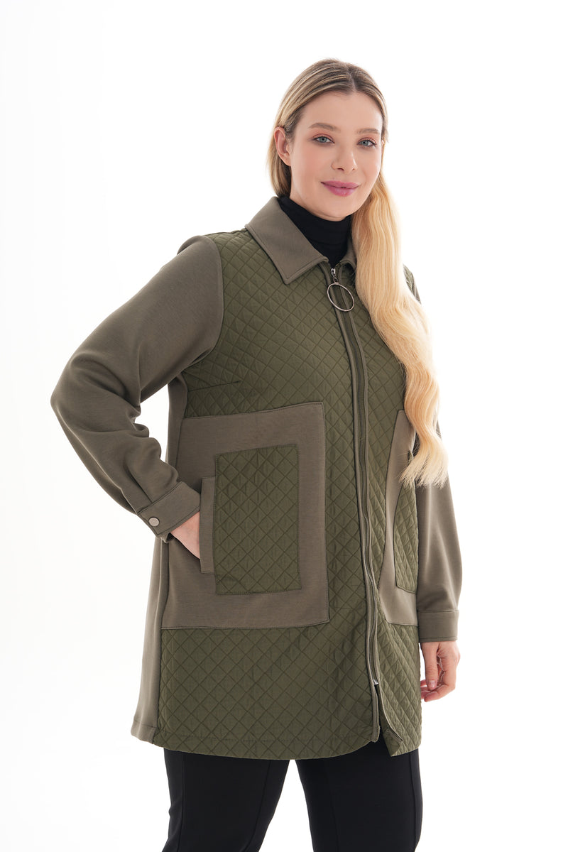 F&G Quiled Detailed Cape Khaki