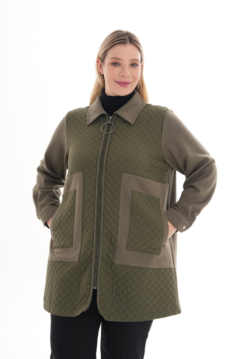 F&G Quiled Detailed Cape Khaki