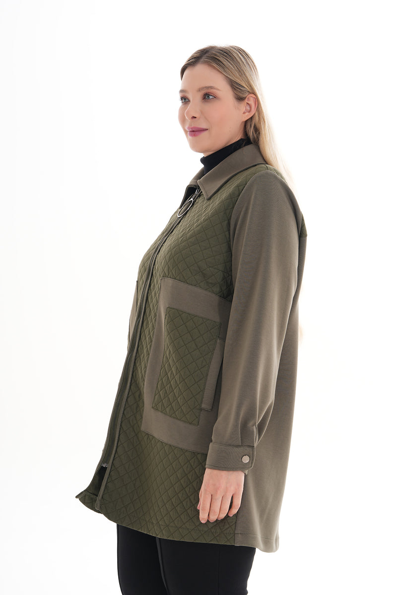 F&G Quiled Detailed Cape Khaki