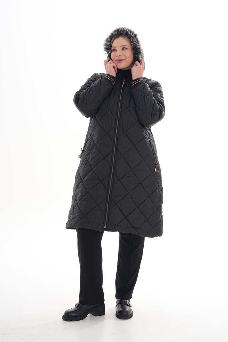 ECNR Plus Size Coat Black