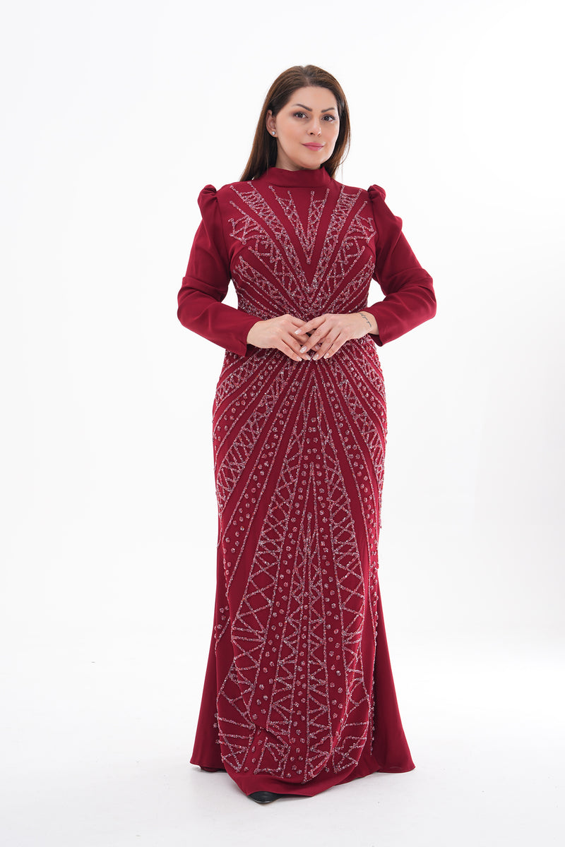 T&Y Berlin Plus Size Dress Burgundy