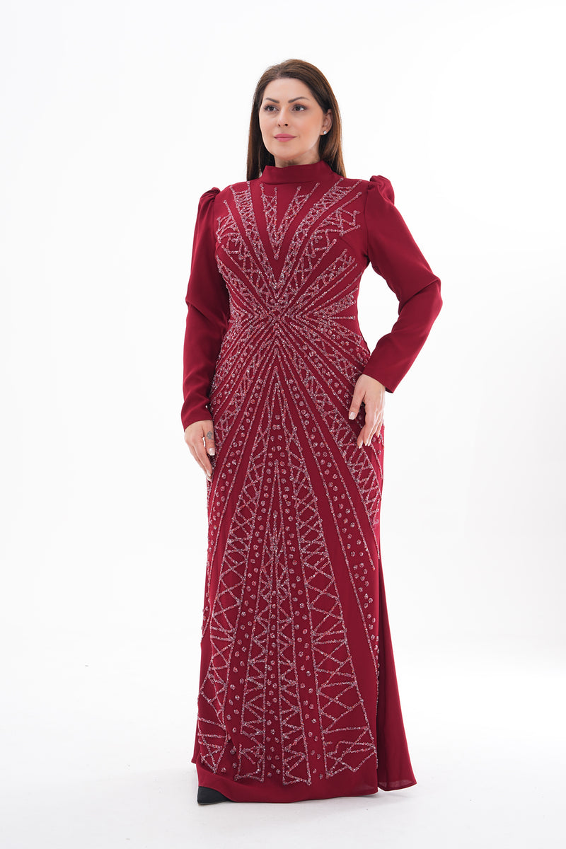 T&Y Berlin Plus Size Dress Burgundy