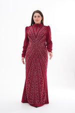 T&Y Berlin Plus Size Dress Burgundy