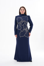 T&Y Rose Plus Size Dress Navy Blue