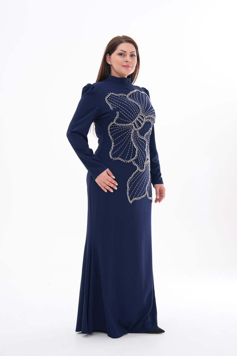 T&Y Rose Plus Size Dress Navy Blue