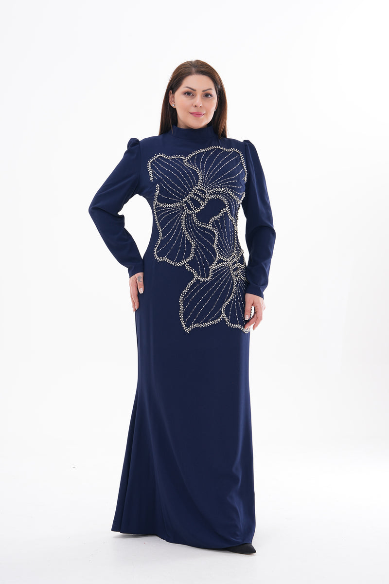 T&Y Rose Plus Size Dress Navy Blue