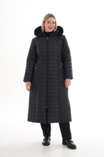 O&F Plus Size Long Coat Black