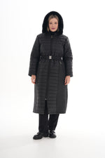 O&F Plus Size Long Coat Black