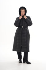 O&F Plus Size Long Coat Black