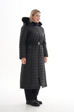 O&F Plus Size Long Coat Black