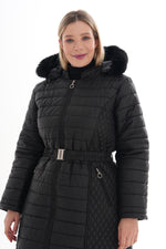 O&F Plus Size Long Coat Black