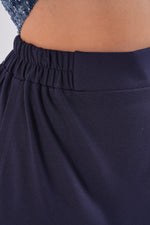 F&G Elastic Belt Pencil Skirt Navy Blue