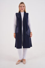 MSB Sandy Leather Detailed Vest Navy Blue