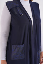 MSB Sandy Leather Detailed Vest Navy Blue