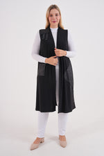 MSB Sandy Leather Detailed Vest Black