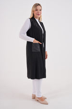 MSB Sandy Leather Detailed Vest Black