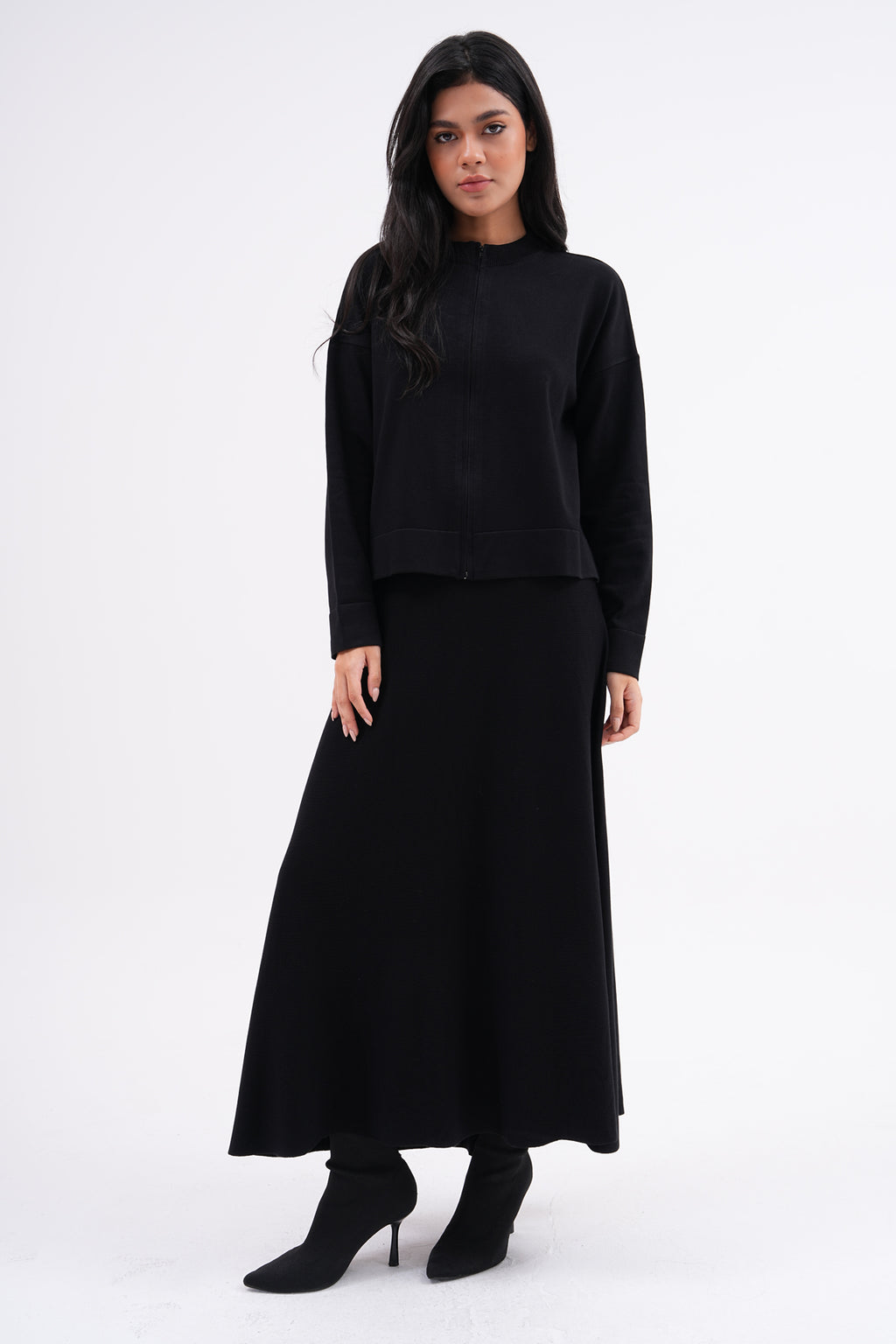 MRW Short Top Knitted Skirt Set Black