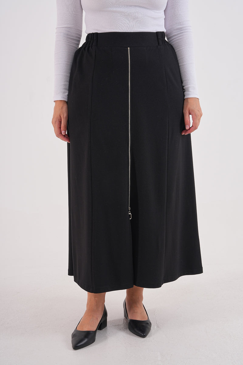 F&G Zip Dtld Skirt Black