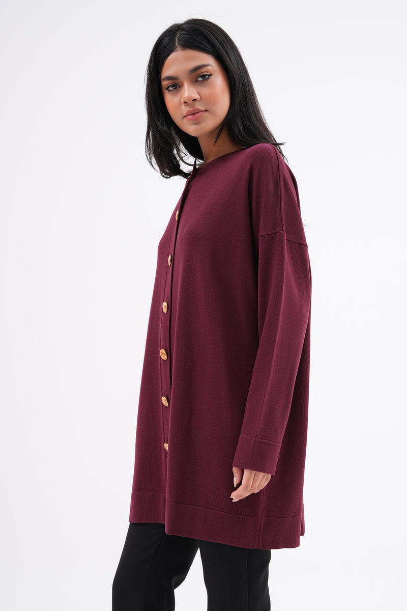 MRW Button Down Cardigan Burgundy