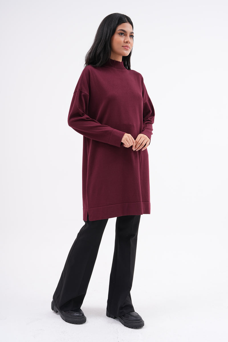 MRW Half Turtleneck Tunic Burgundy