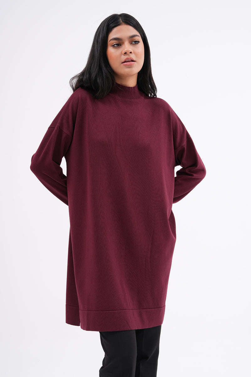 MRW Half Turtleneck Tunic Burgundy