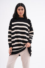 MRW Striped Shiny Knitted Tunic Black