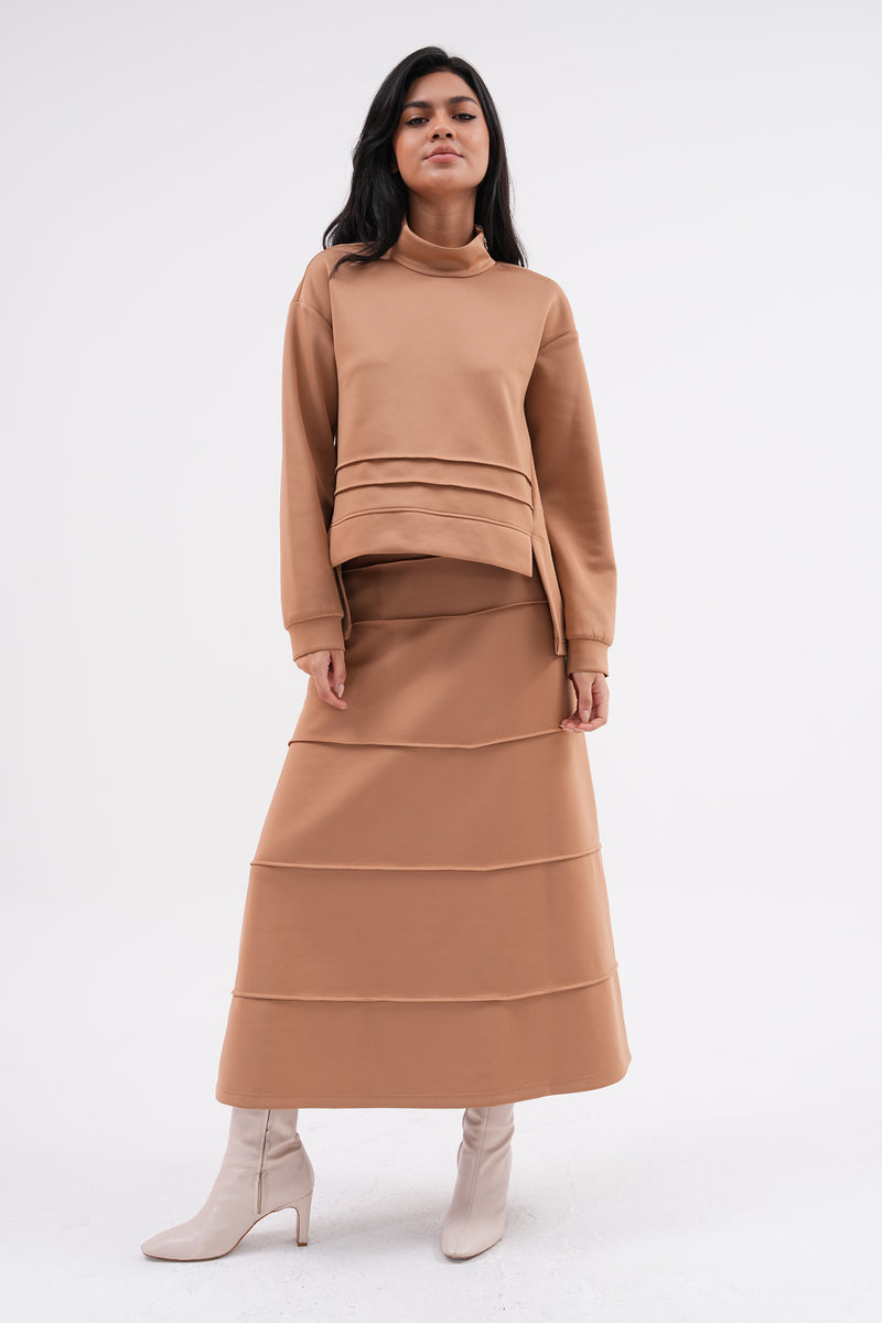 A&W Nervur Skirt Set Camel