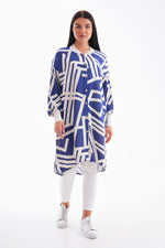PL 110 Viscose Tunic Navy Blue&Ecru