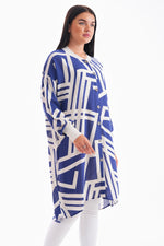 PL 110 Viscose Tunic Navy Blue&Ecru