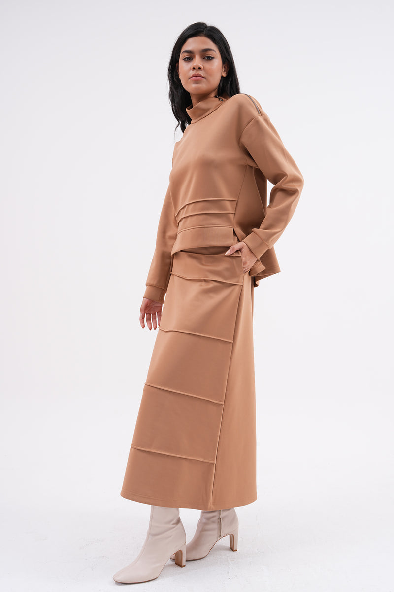 A&W Nervur Skirt Set Camel