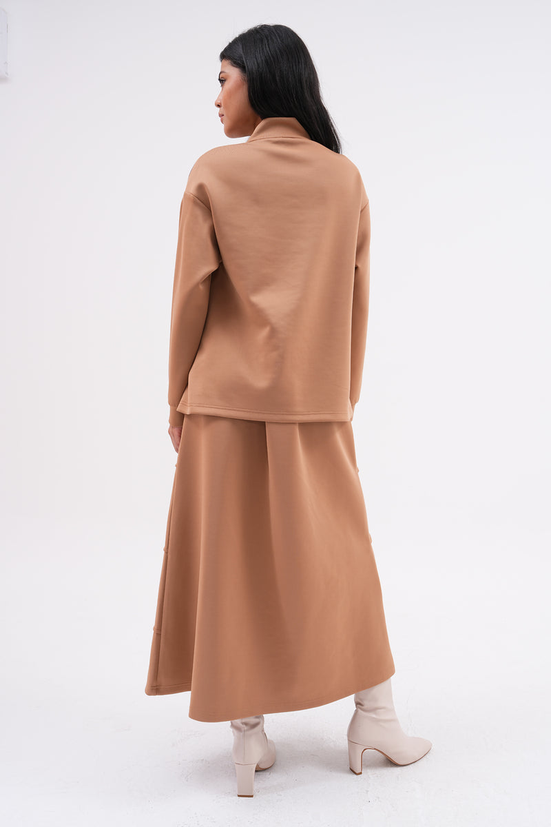 A&W Nervur Skirt Set Camel