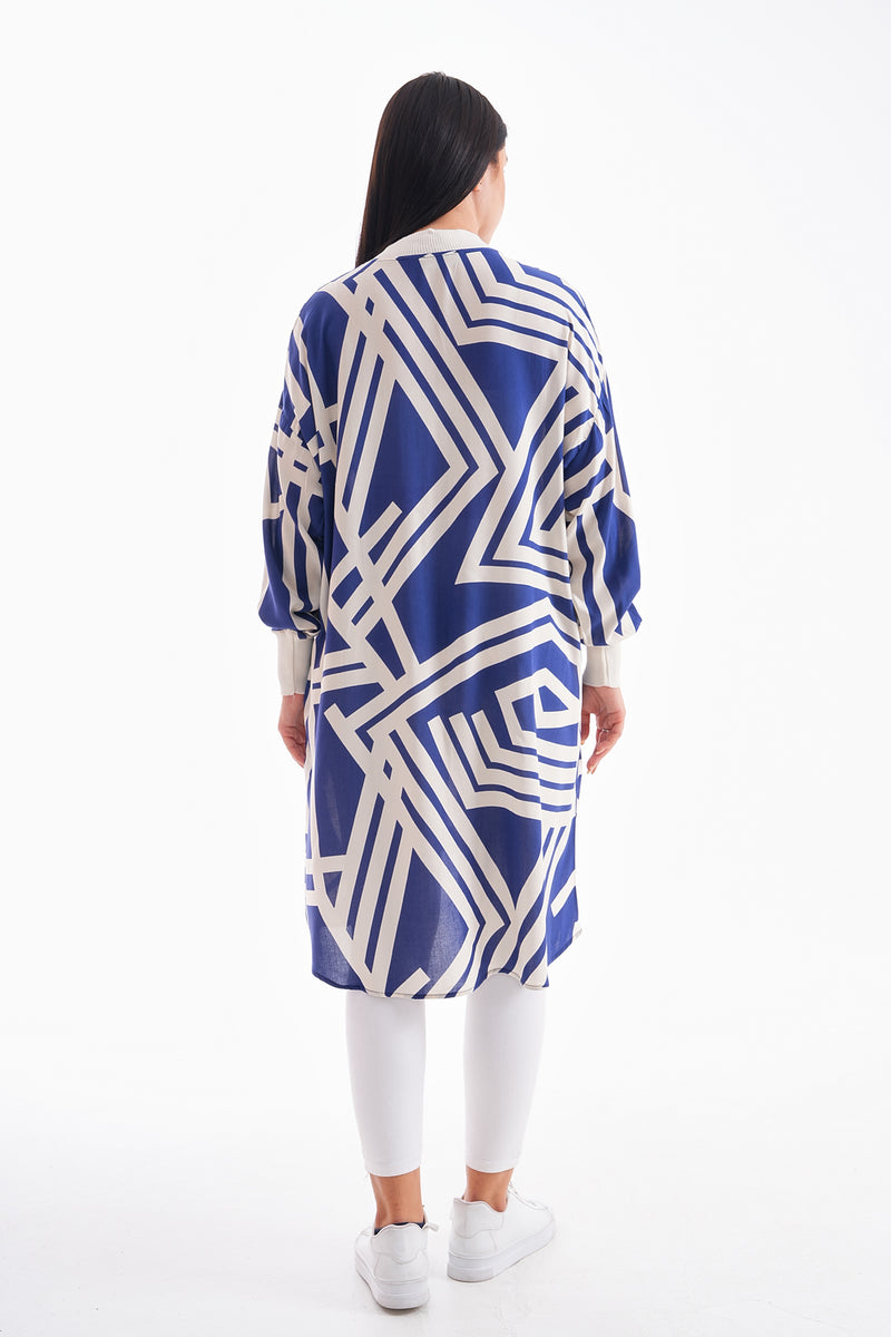 PL 110 Viscose Tunic Navy Blue&Ecru