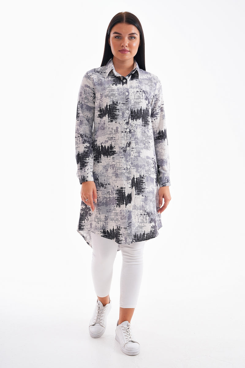 PL Abstract Viscose Tunic Gray