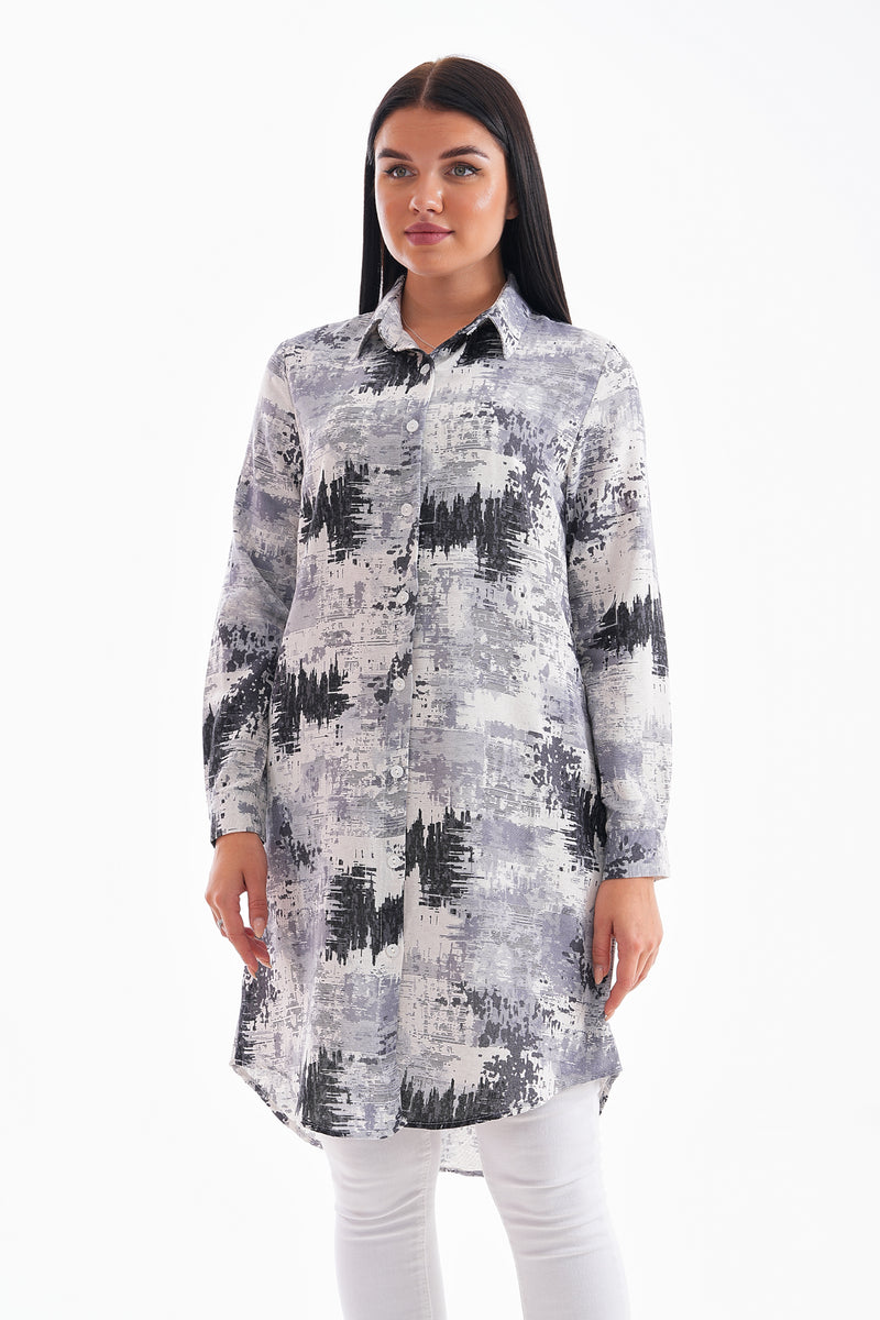 PL Abstract Viscose Tunic Gray