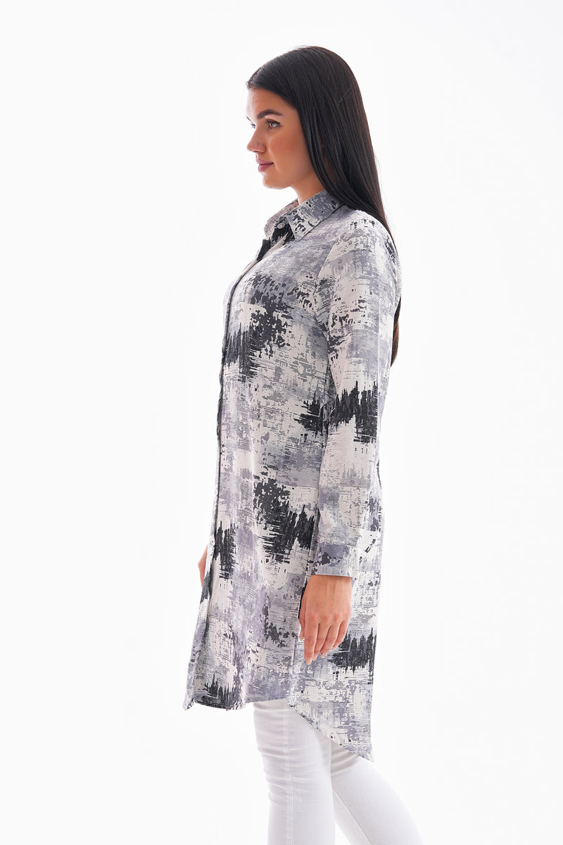 PL Abstract Viscose Tunic Gray
