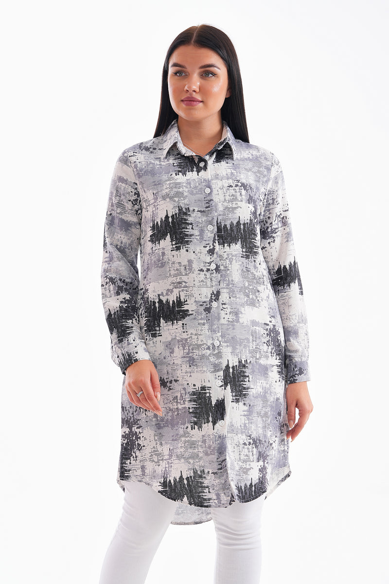 PL Abstract Viscose Tunic Gray