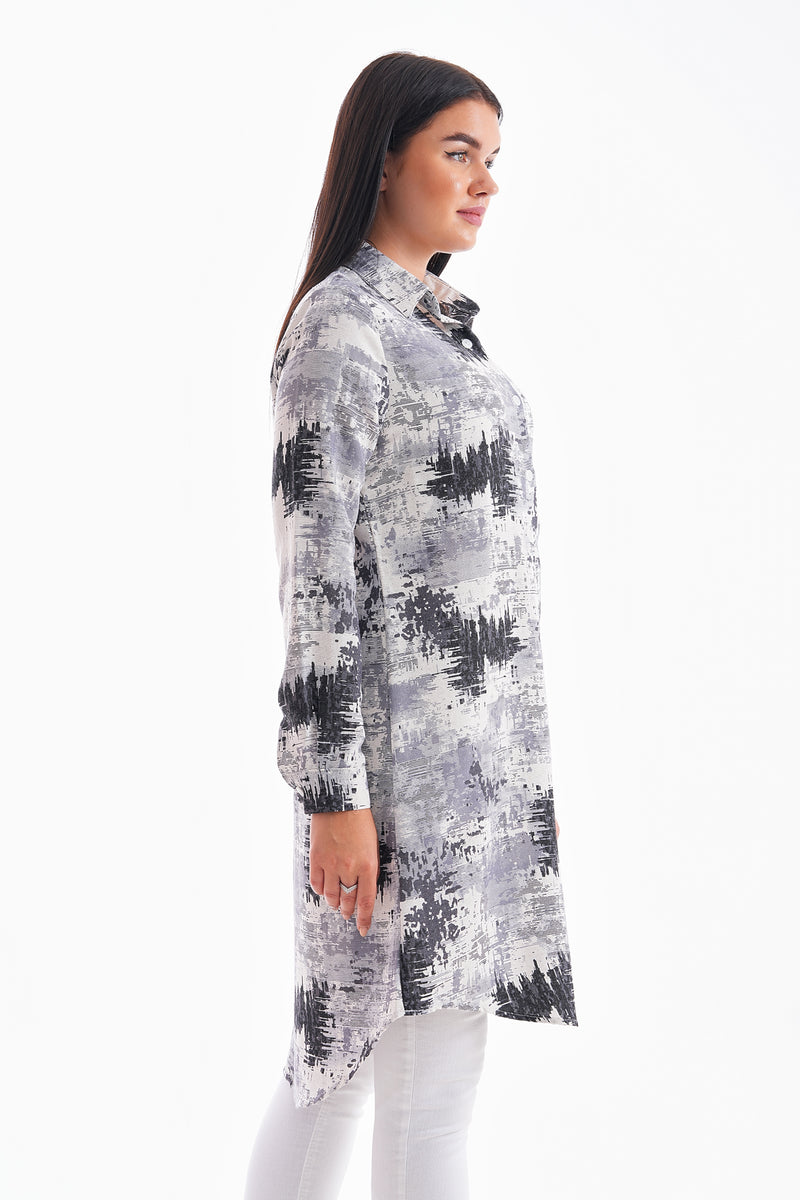 PL Abstract Viscose Tunic Gray